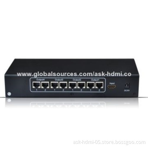 HDMI 1 x 4 Splitter with 4-pair Dual Cat6 Cable-out, 5V DC/2A Power Supply